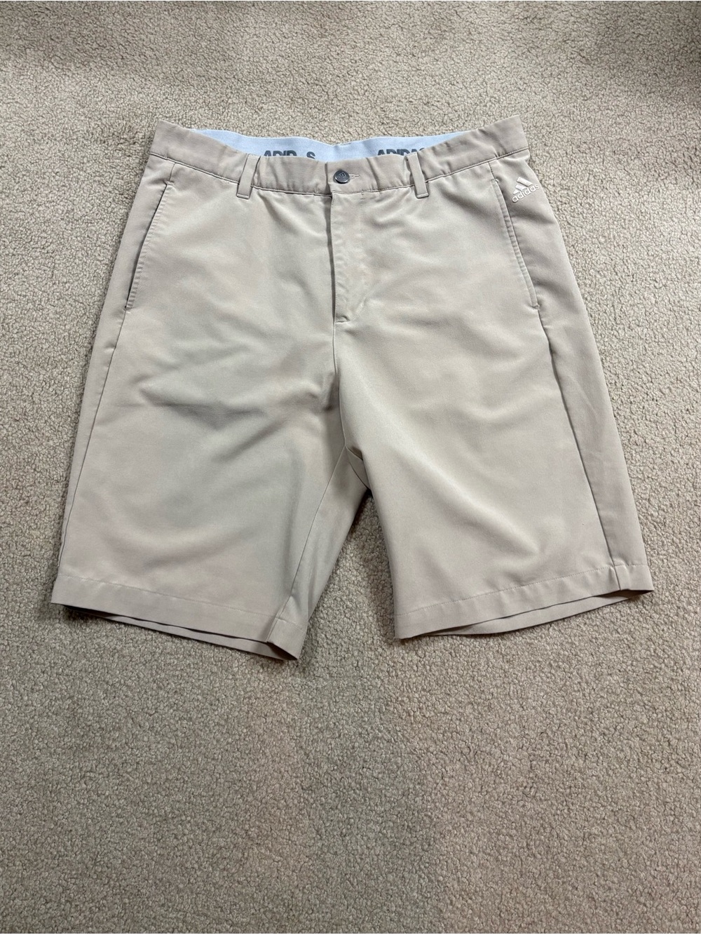 adidas Men's Khaki Flat-Front Performance Shorts